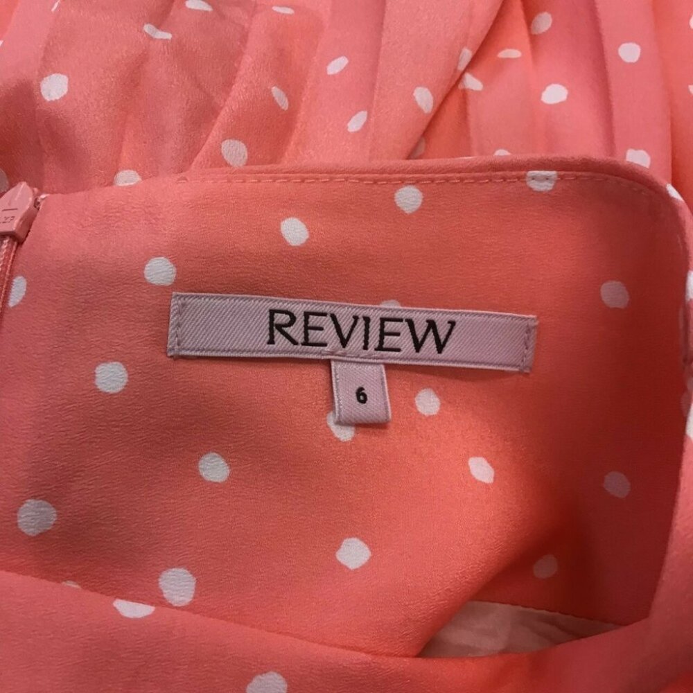 REVIEW Pleated Coral White Polka Dot High Waisted Skirt - Picture 5 of 6
